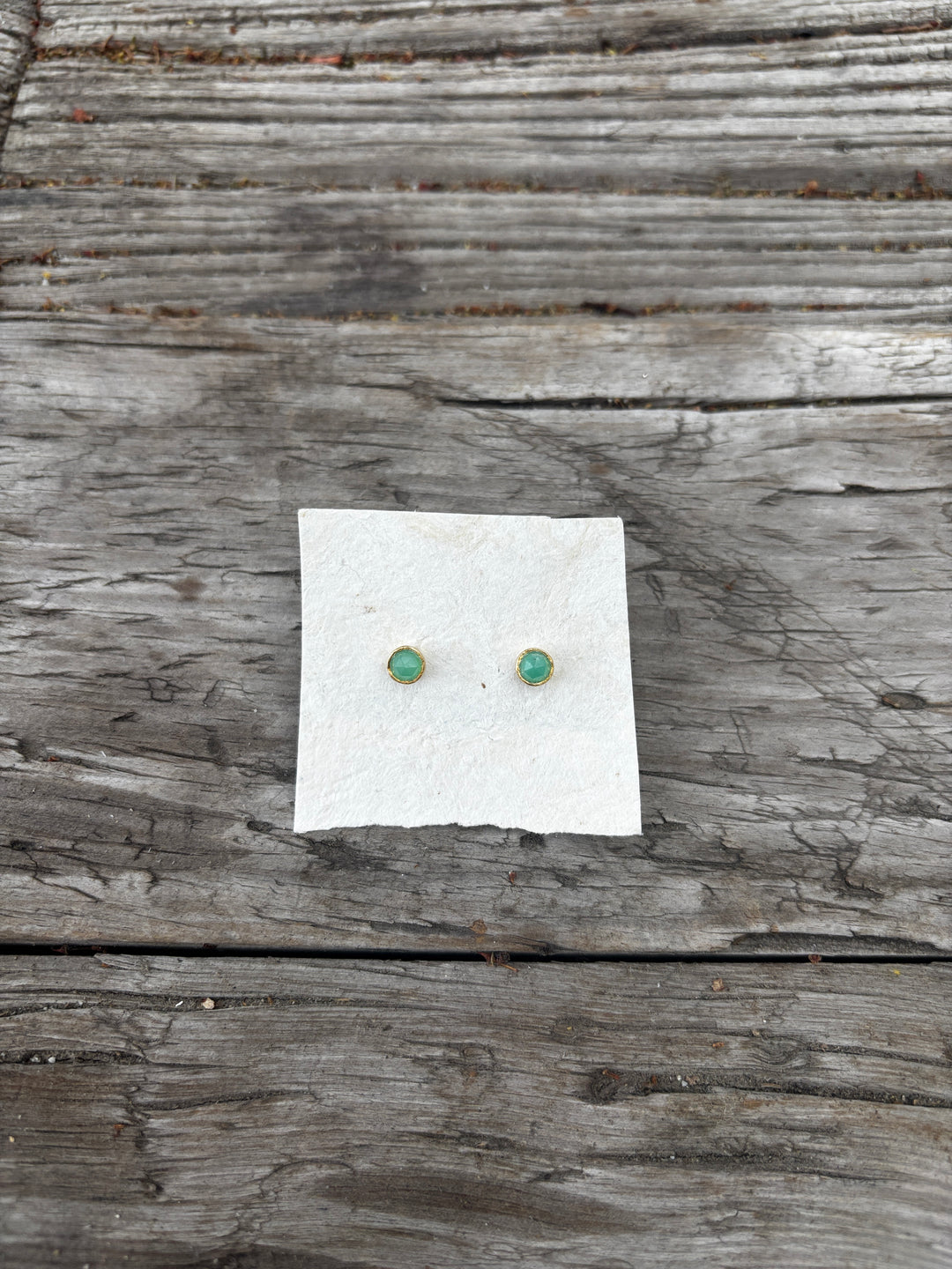 River Song Chrysoprase Gem Dot Stud Earrings