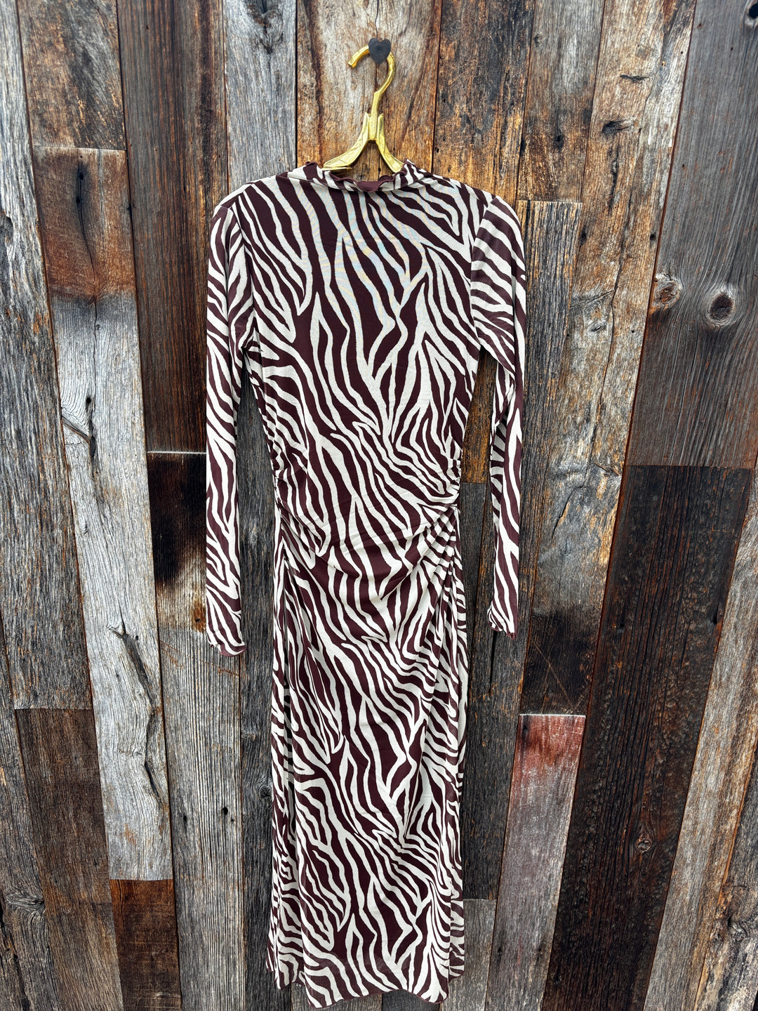 Z Supply Sevilla Zebra Mesh Midi Dress- Velvet Rouge