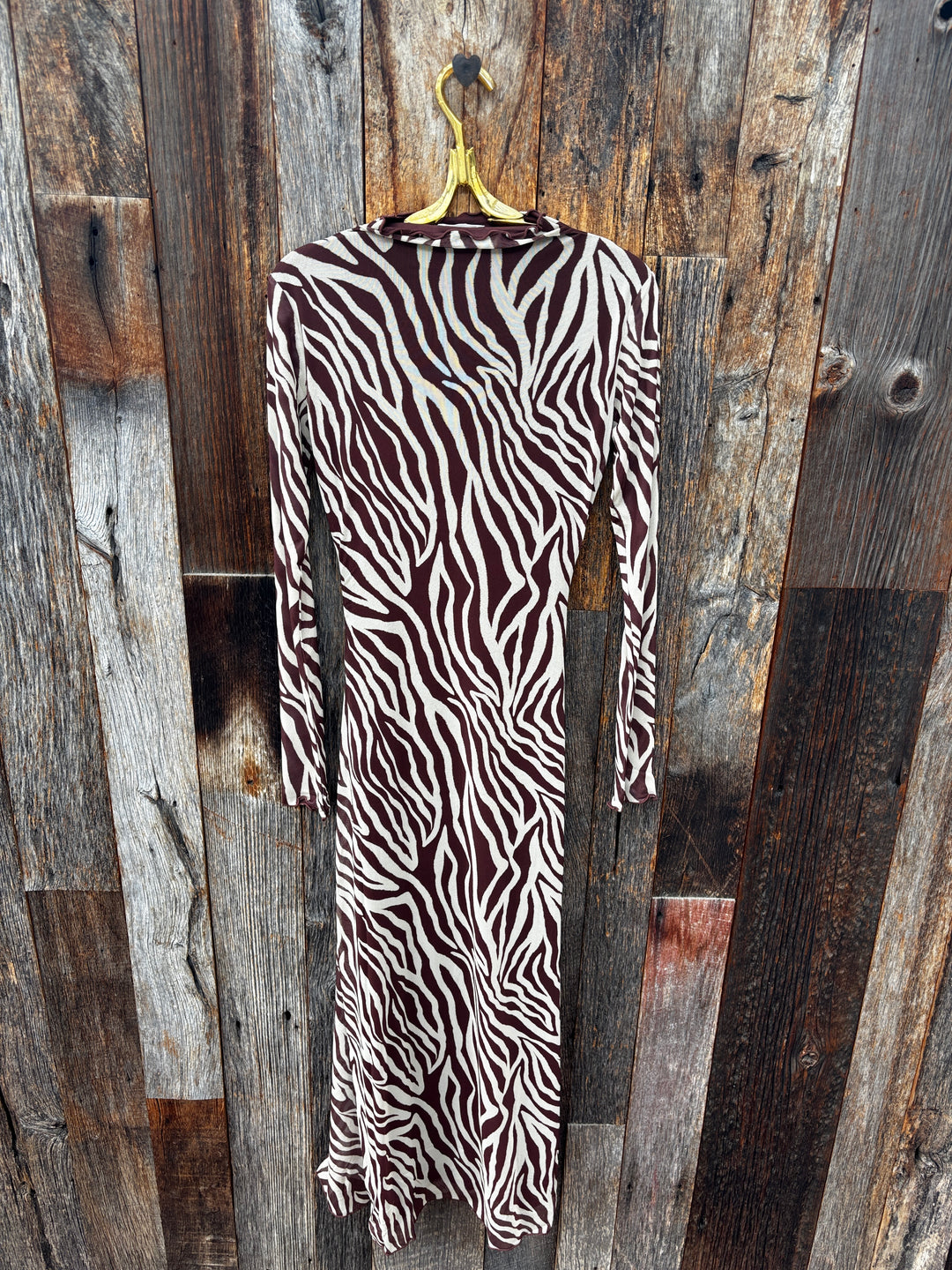 Z Supply Sevilla Zebra Mesh Midi Dress- Velvet Rouge