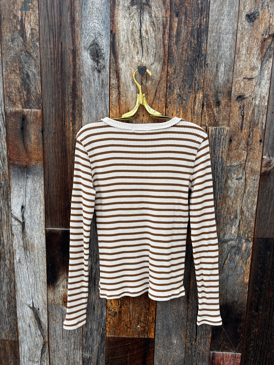 Z Supply Arlet Stripe Thermal Top- Saddle Suede