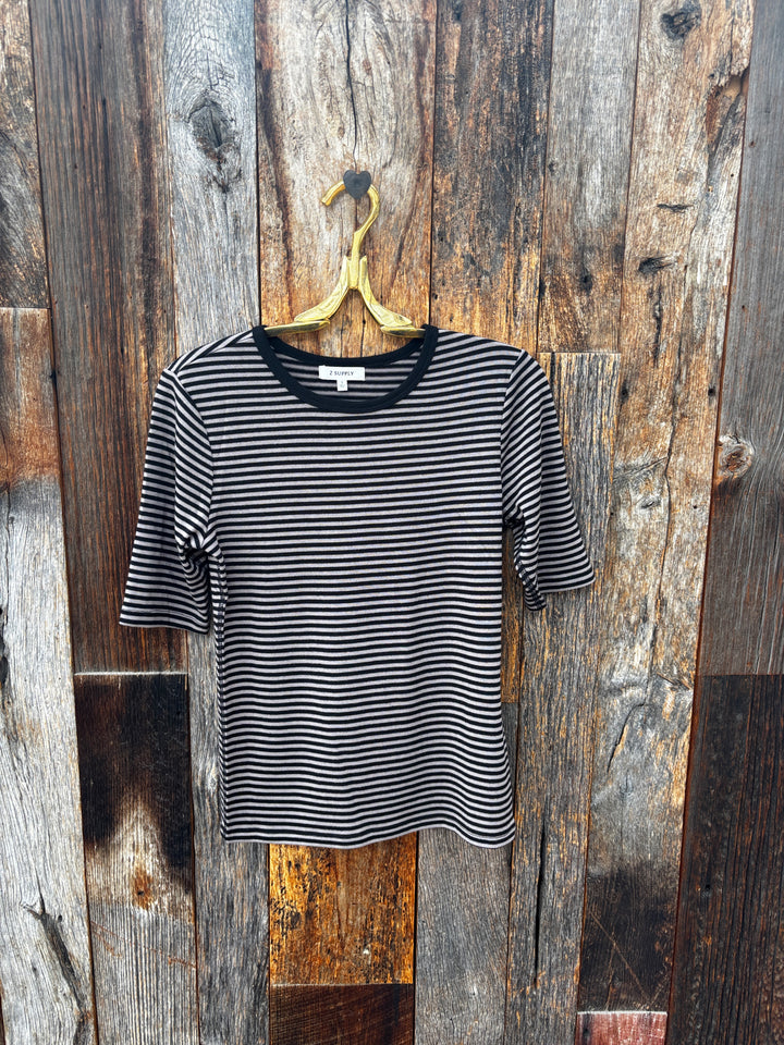 Z Supply Freida Striped Tee - Wild Mushroom