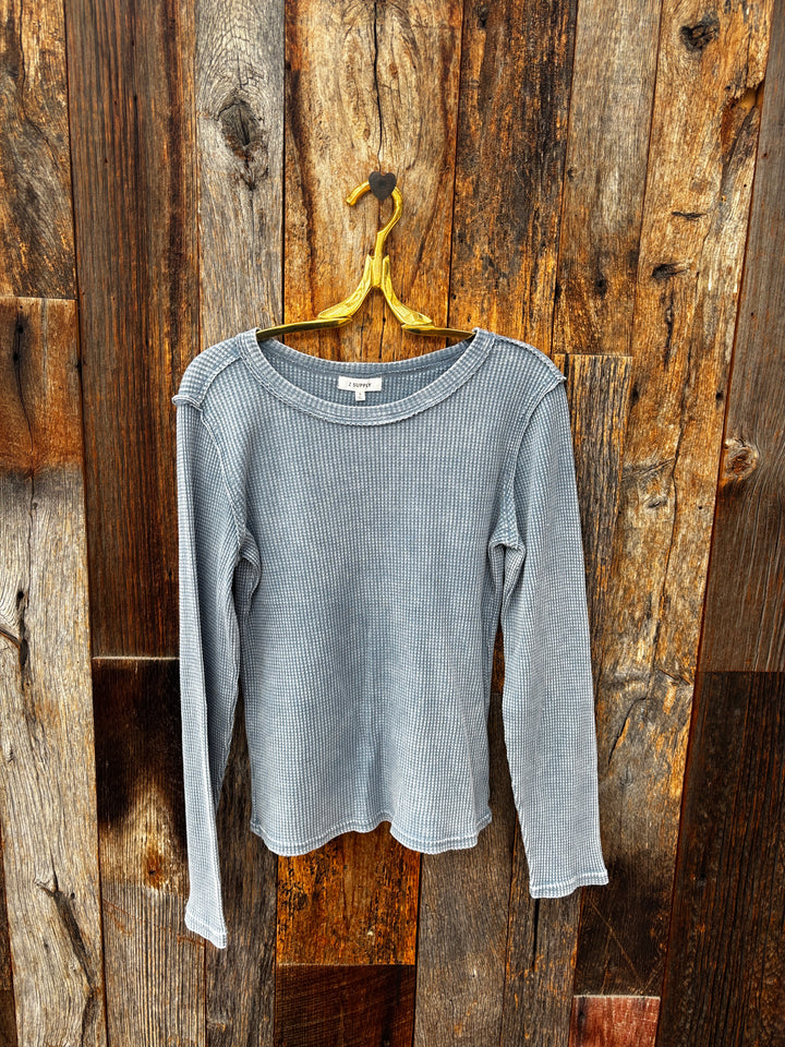 Z Supply Arlet Mini Thermal Top- Mineral Blue