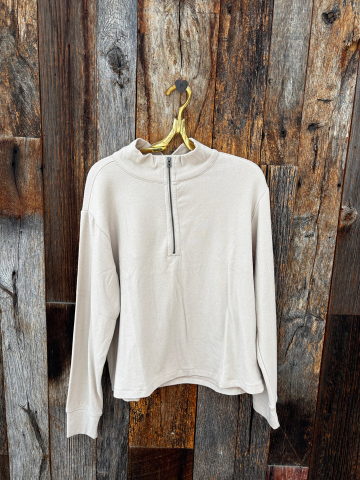 Dylan Quarter Zip Pullover - Beige