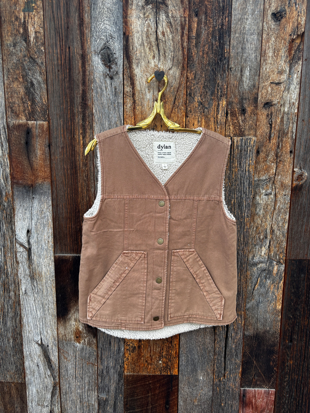 Dylan Bowie Vest w/ Sherpa Lining - Cognac