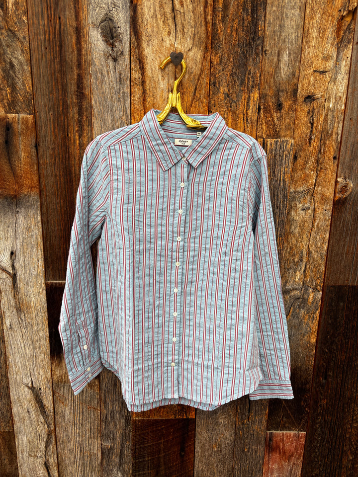Dylan Taylor Stripe Button Up - Red/Blue