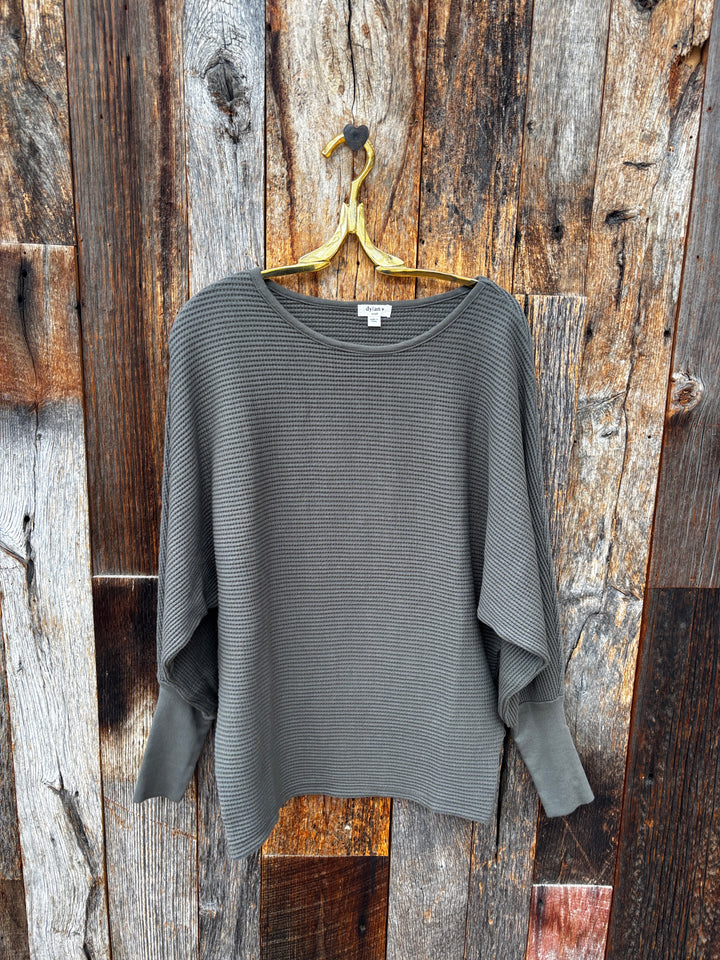 Dylan Andie Waffle Top- Olive/Black