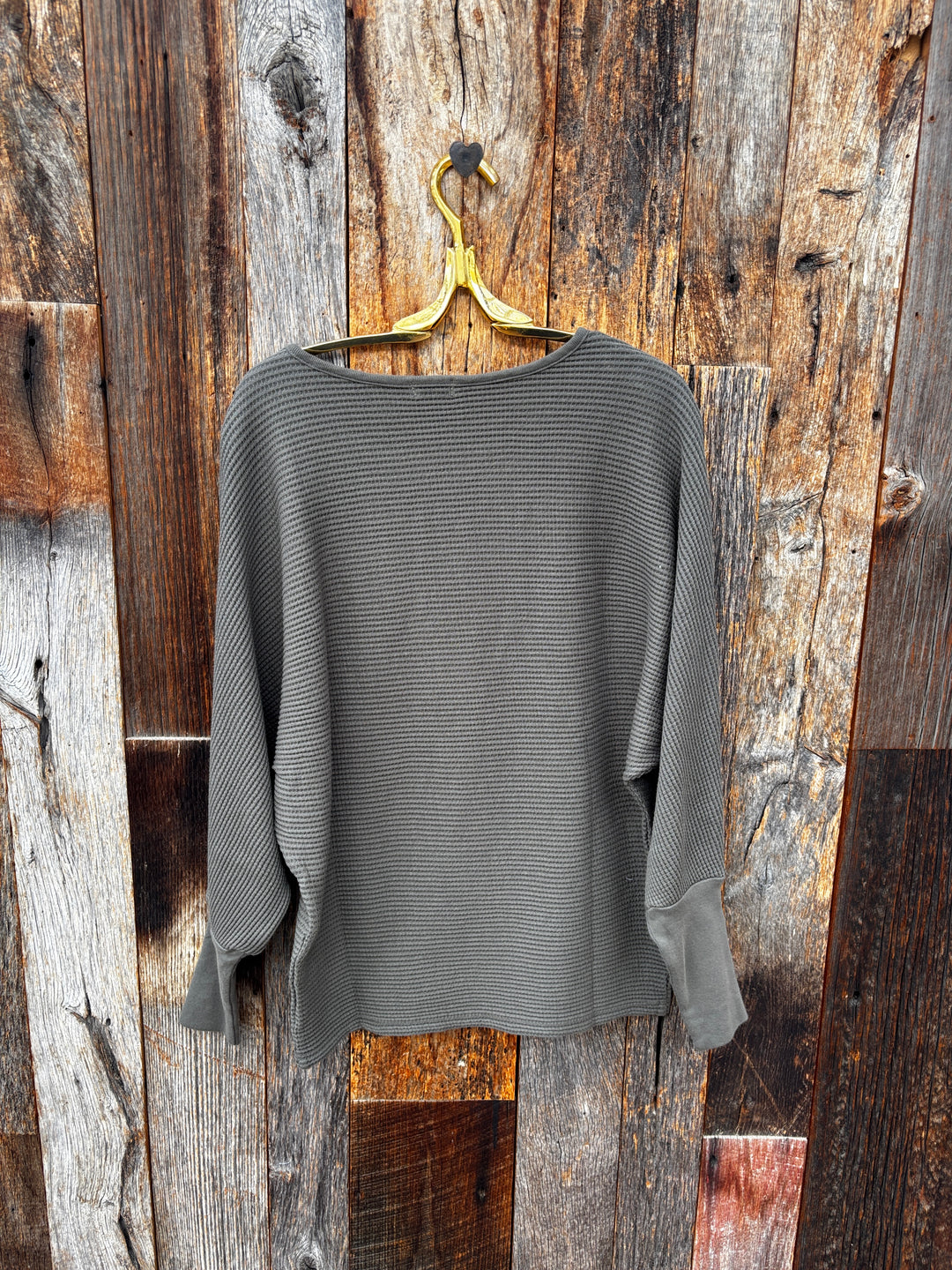 Dylan Andie Waffle Top- Olive/Black
