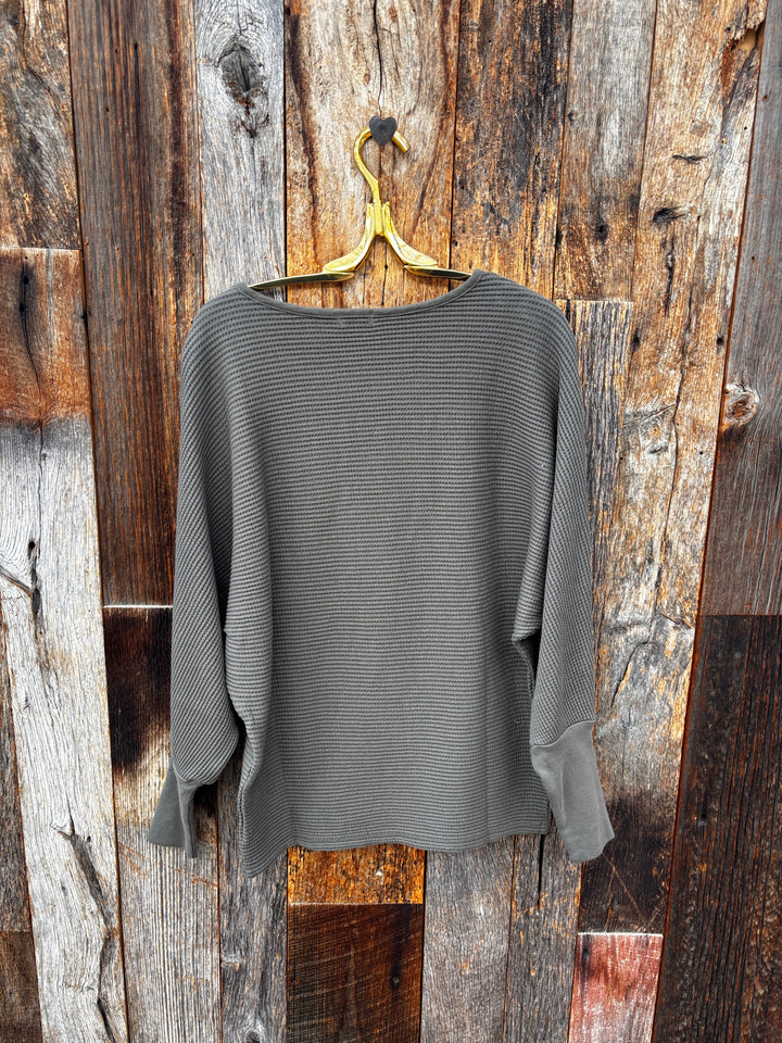 Dylan Andie Waffle Top- Olive/Black
