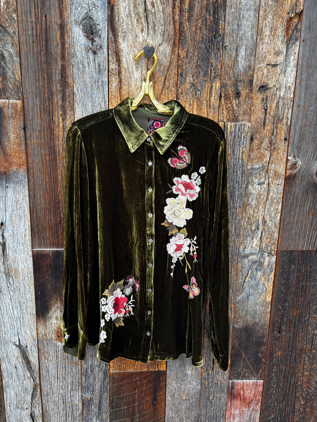 Johnny Was Anisiah Hi Lo Shirt - Evergreen