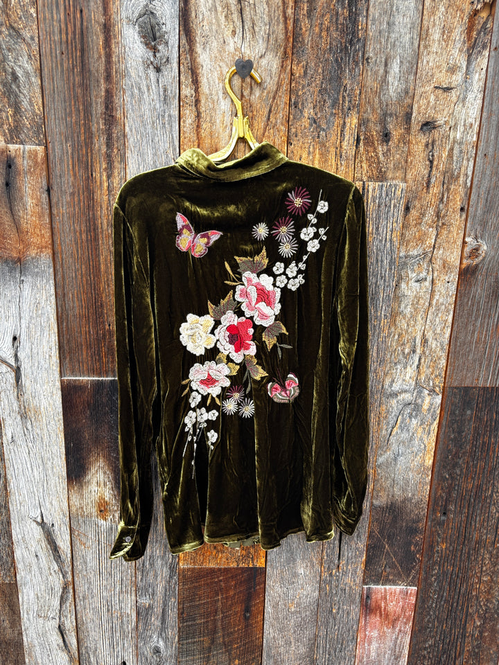 Johnny Was Anisiah Hi Lo Shirt - Evergreen