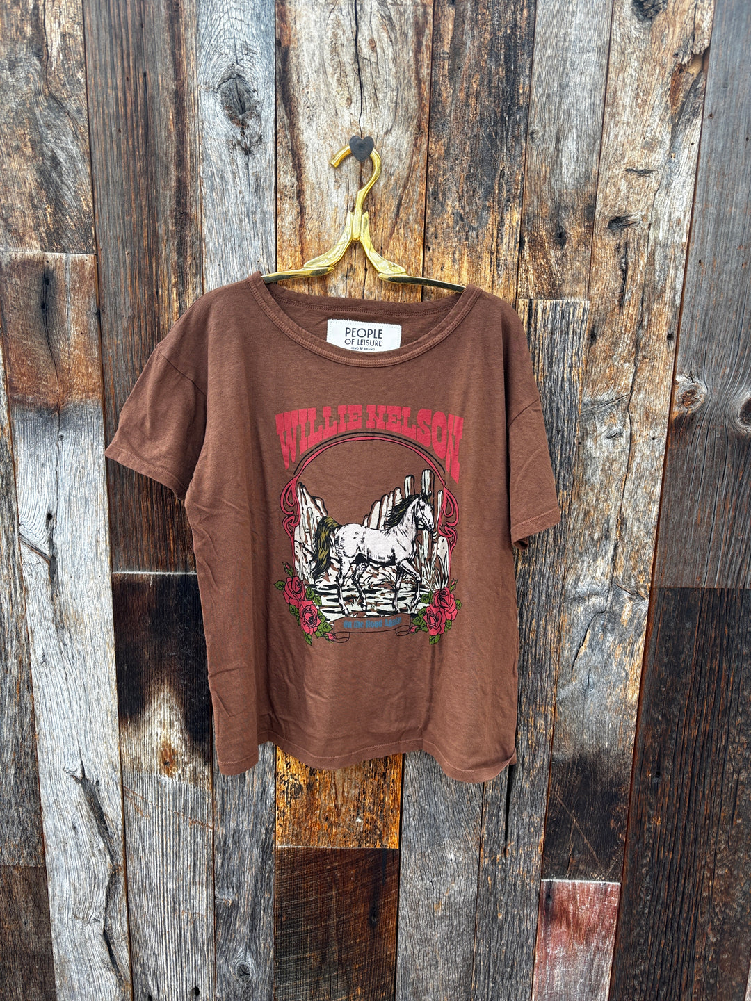 People of Leisure Willie Nelson Tobacco Leaf Tee - Cacao
