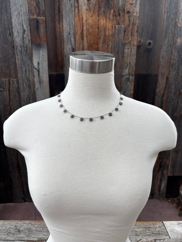 Elizabeth Nicole Knotted Labradorite on Silk Cord N178G
