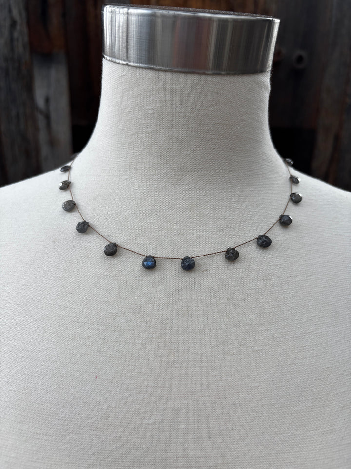 Elizabeth Nicole Knotted Labradorite on Silk Cord N178G