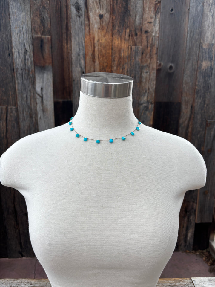 Elizabeth Nicole Knotted Turquoise on Silk Cord N178H