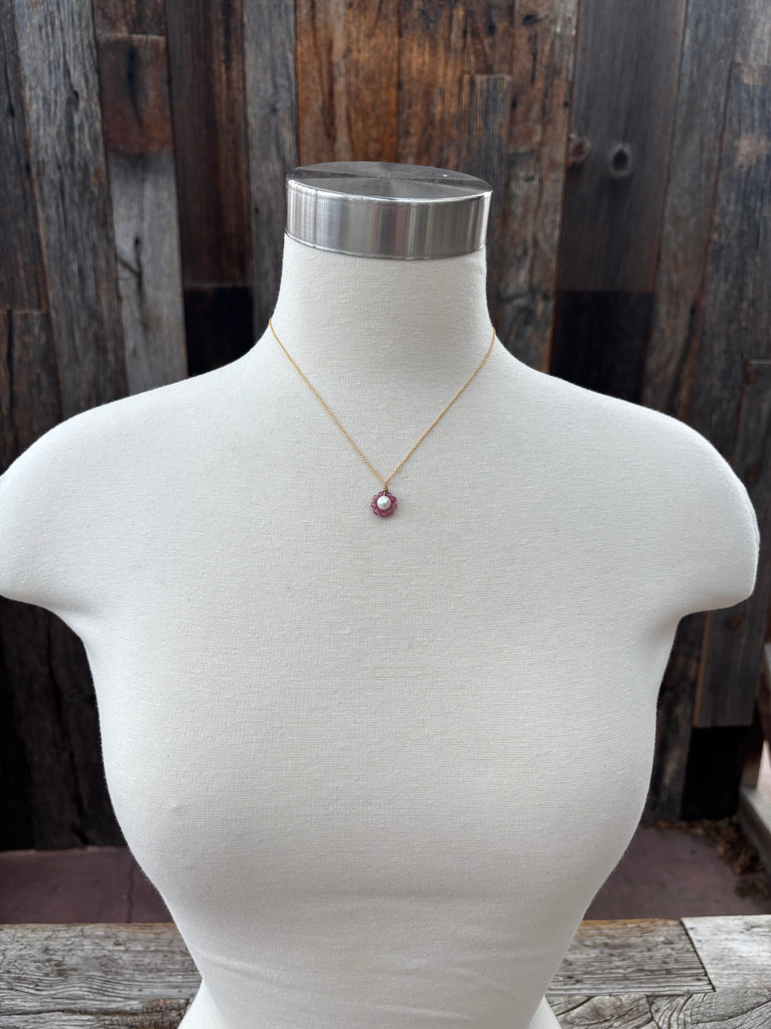 Elizabeth Nicole Freshwater Pearl Flower Pink Tourmaline GF N35