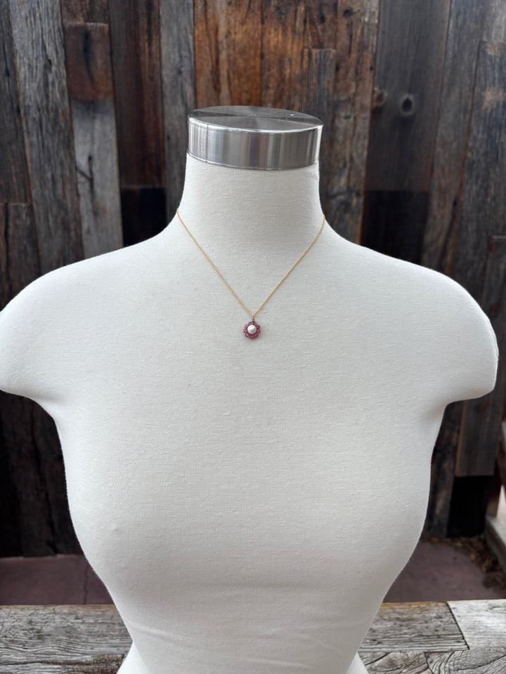Elizabeth Nicole Freshwater Pearl Flower Pink Tourmaline GF N35