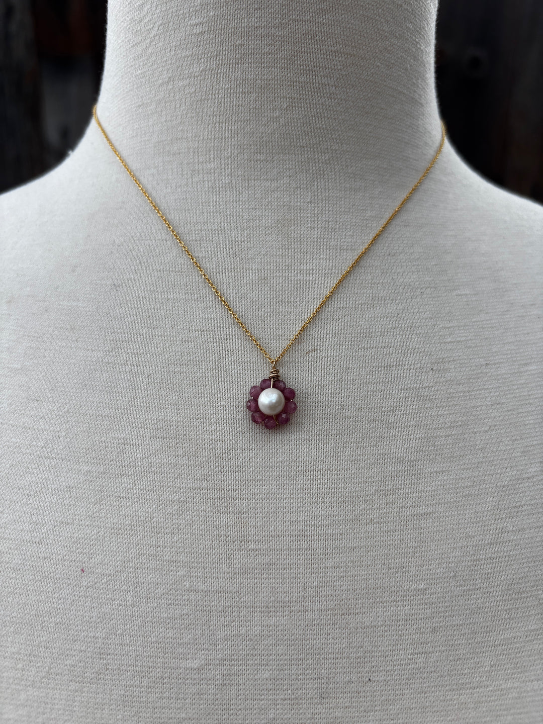 Elizabeth Nicole Freshwater Pearl Flower Pink Tourmaline GF N35