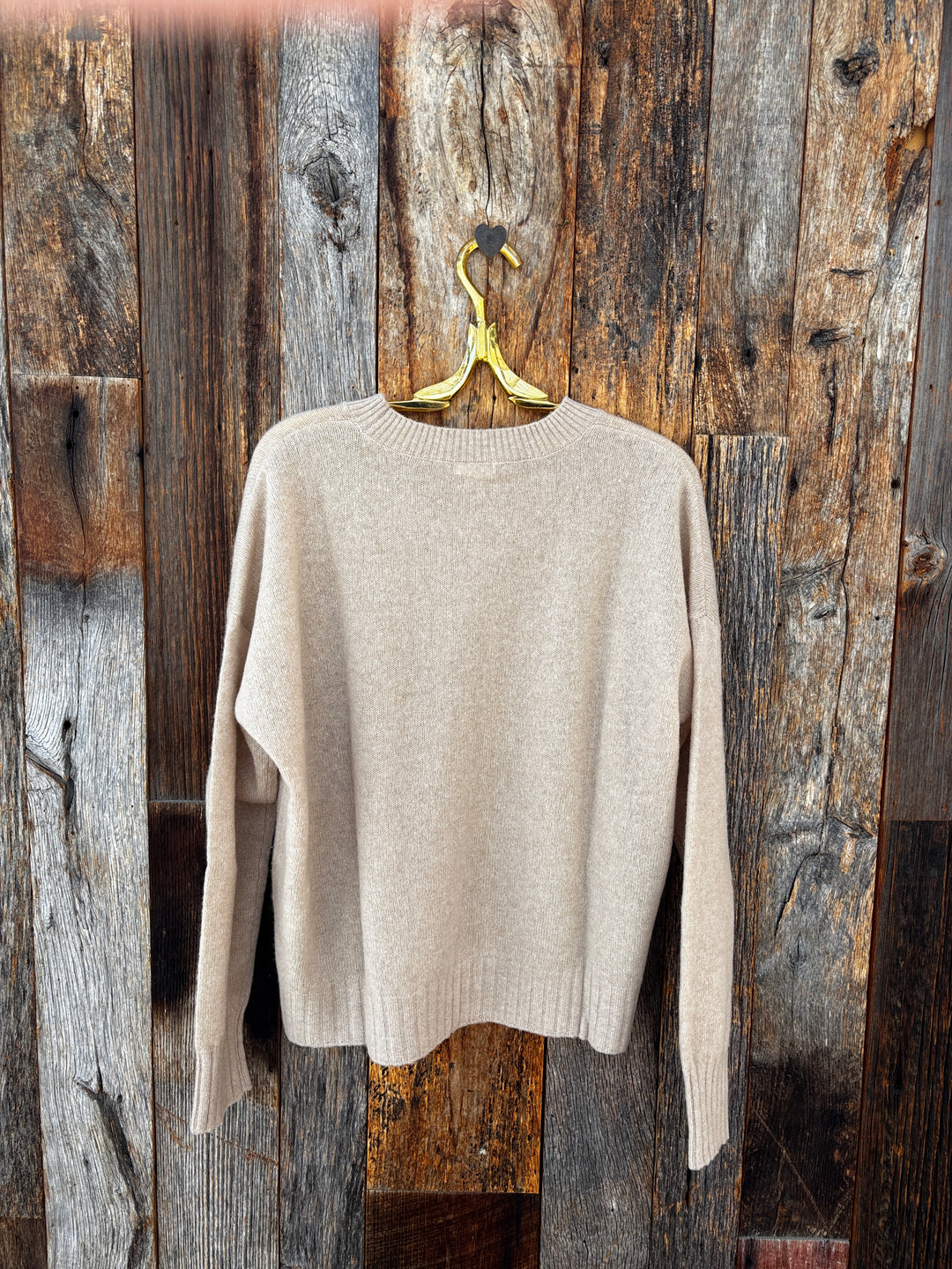 Minnie Rose Sheer Luxury Cashmere Sport Crew - Brown Sugar