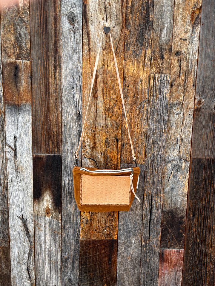 Olive n' Suede Square Side Bag with Pocket - Tobacco/Morocco