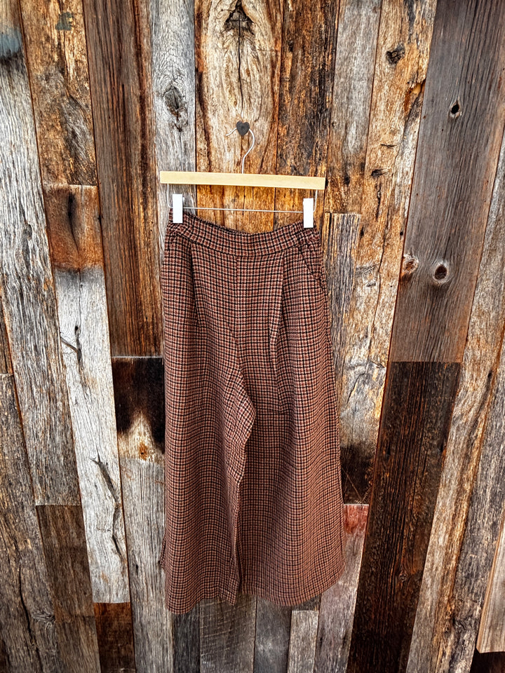 Amente Wool Plaid Pants- Brown/Black