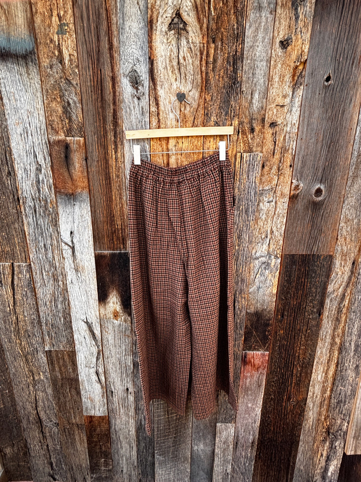 Amente Wool Plaid Pants- Brown/Black