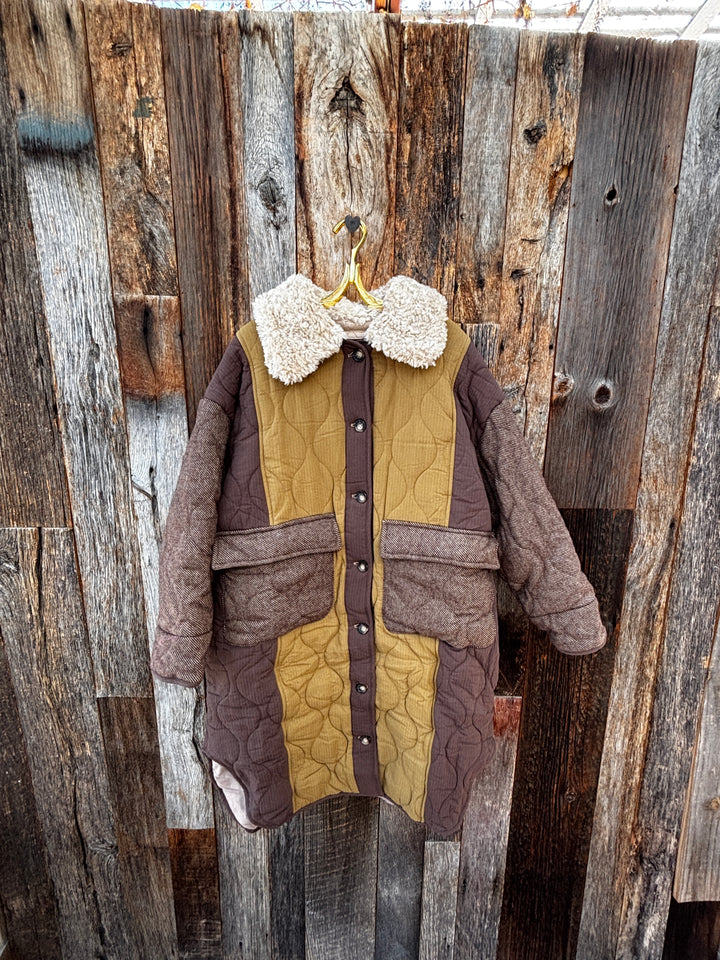 Amente Patch Quilted Wool Blend Coat- Patchwork
