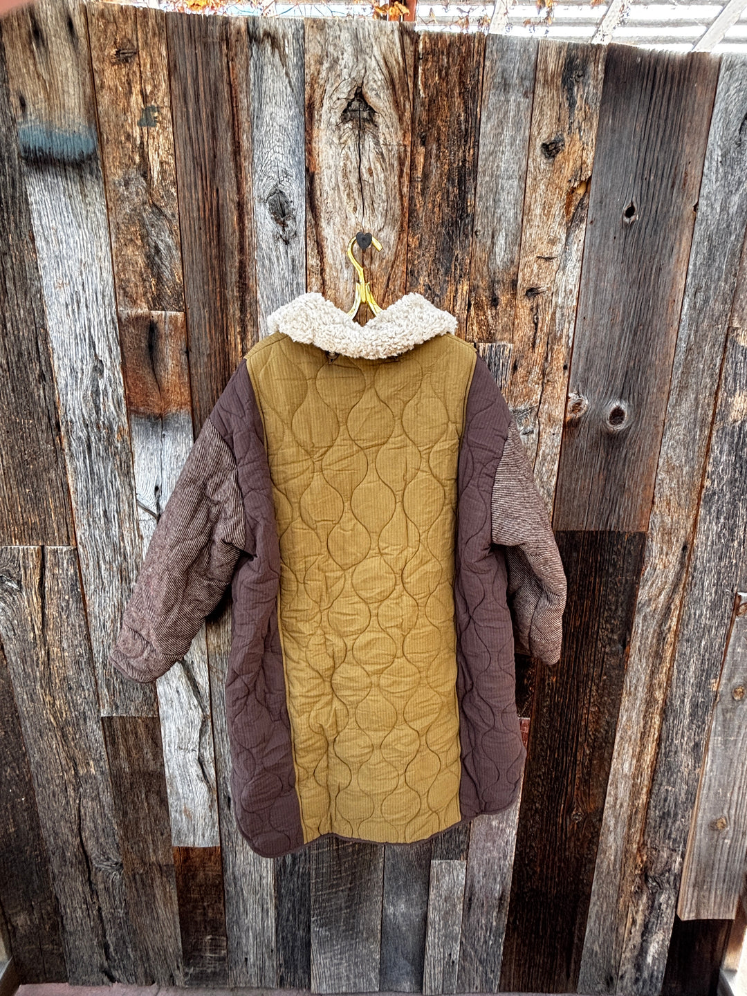 Amente Patch Quilted Wool Blend Coat- Patchwork