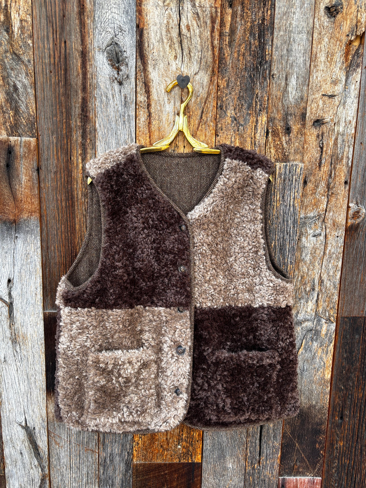 Amente Color Block Wool Blend Reversible Vest- Mocha