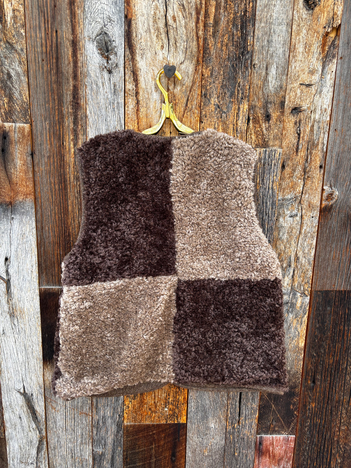 Amente Color Block Wool Blend Reversible Vest- Mocha