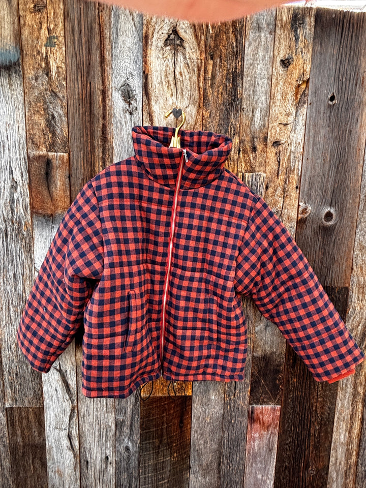 Amente Puff Gingham Jacket-Checkered Brick/Black