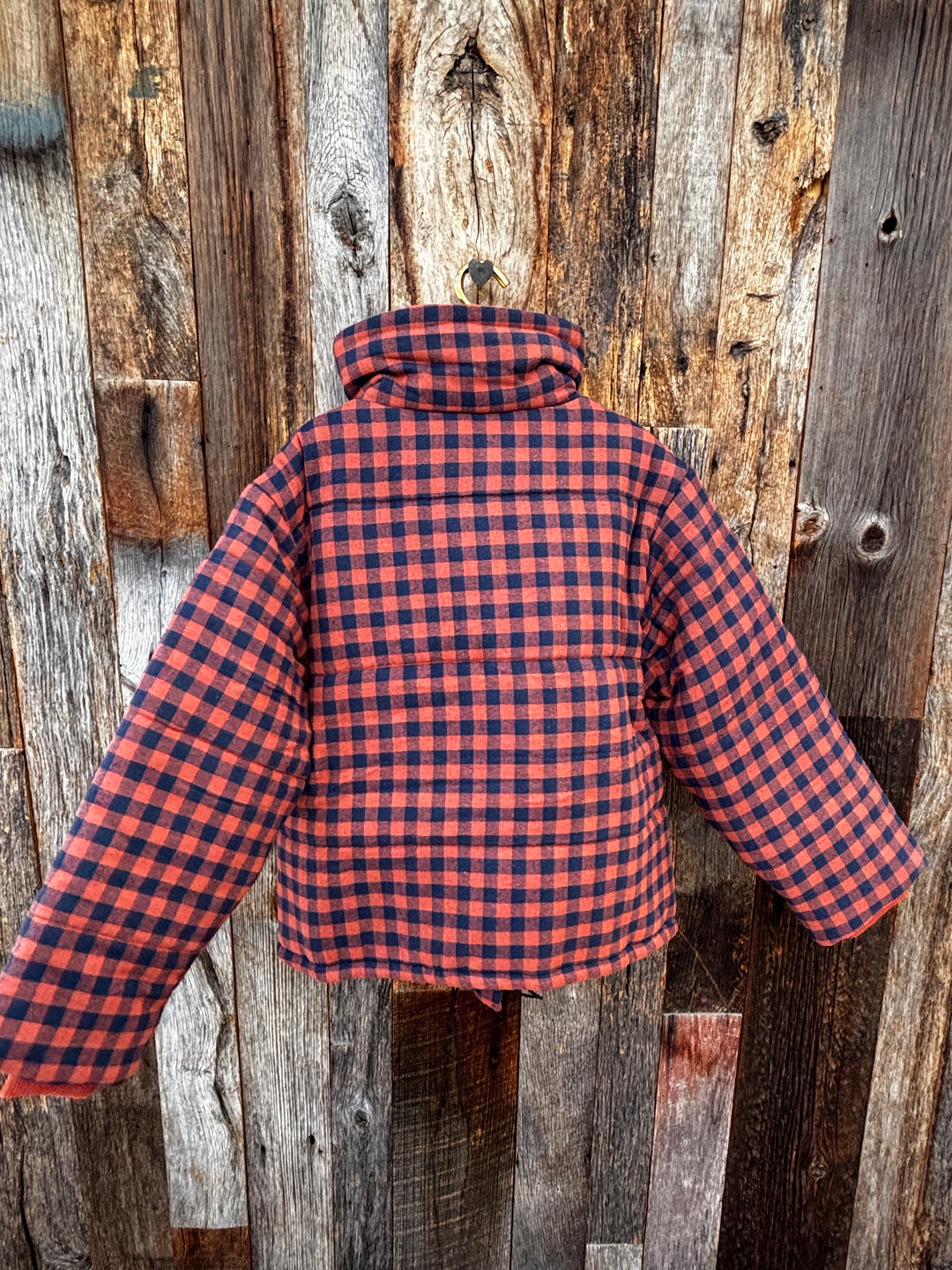 Amente Puff Gingham Jacket-Checkered Brick/Black