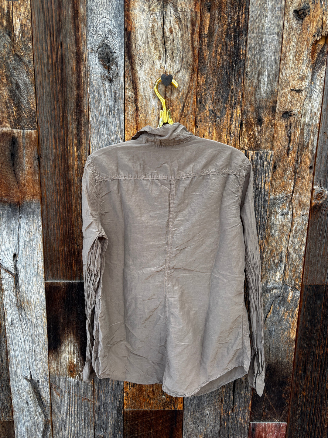 Llea Blue Carrie Cotton Silk V-Neck Top - Bark