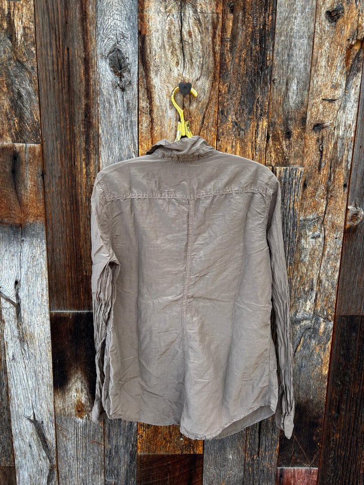 Llea Blue Carrie Cotton Silk V-Neck Top - Bark