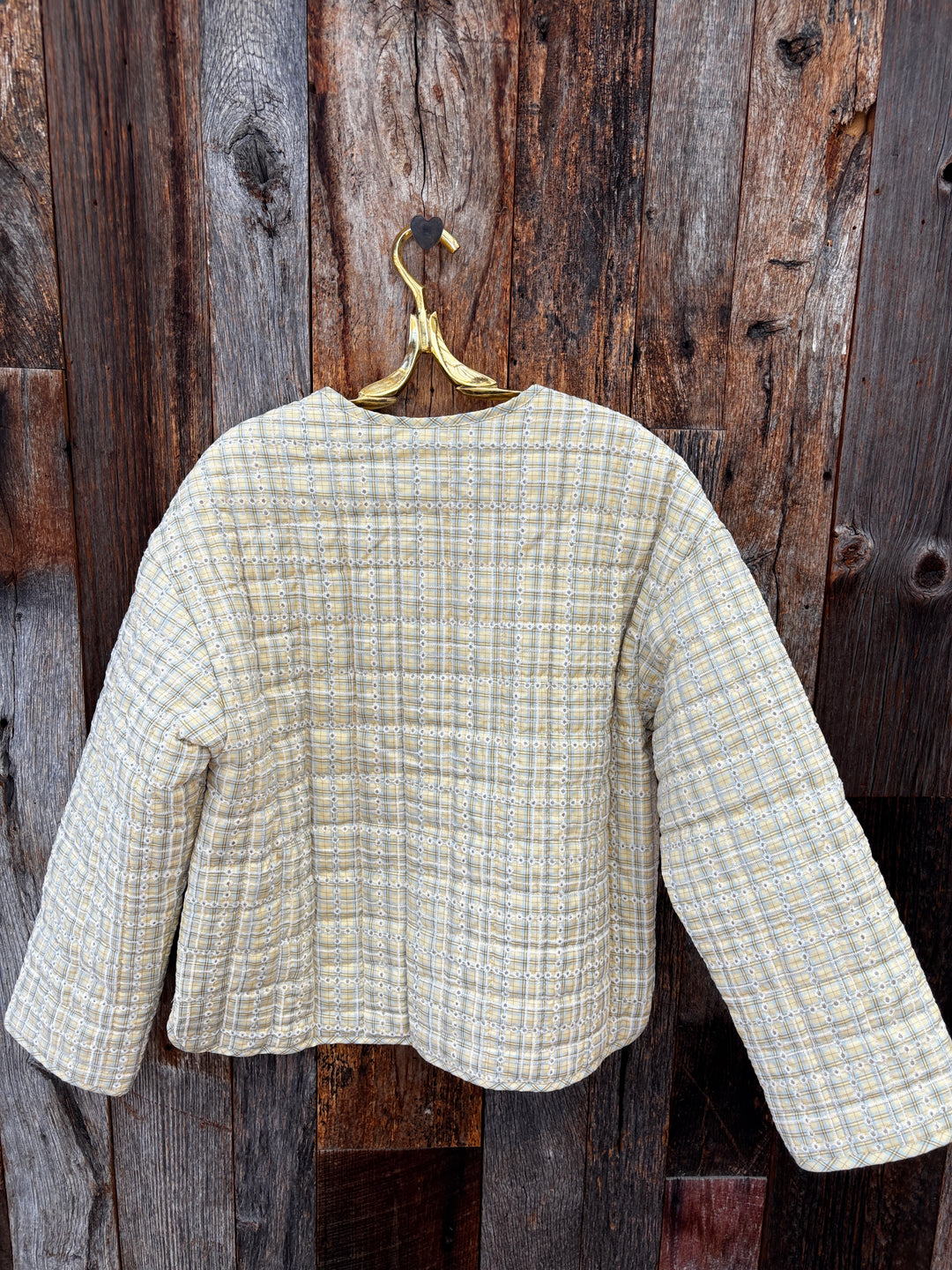 Amente Eyelet Reversible Quilted Jacket Cream/Yellow Floral