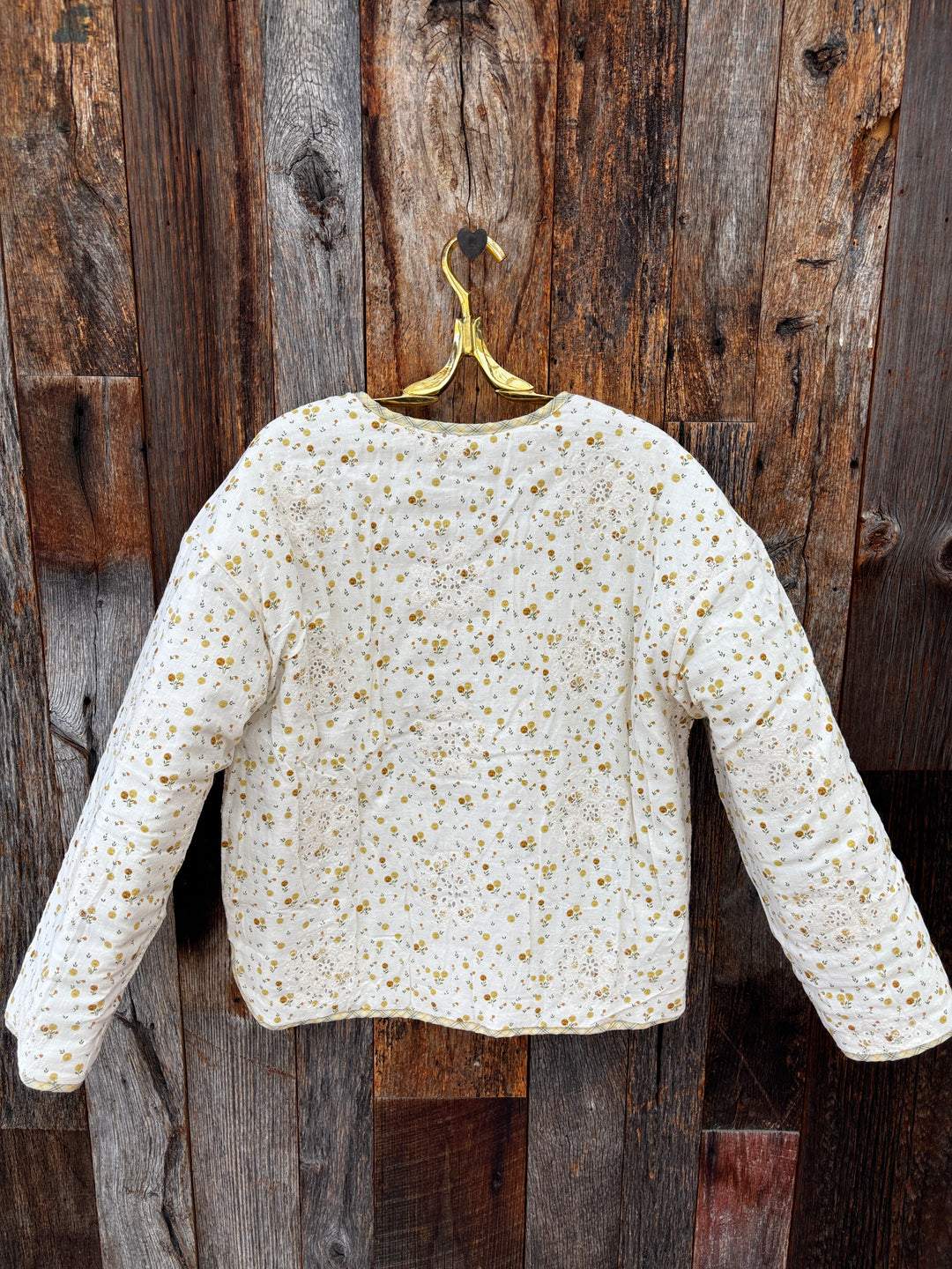 Amente Eyelet Reversible Quilted Jacket Cream/Yellow Floral