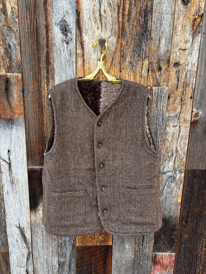Amente Color Block Wool Blend Reversible Vest- Mocha