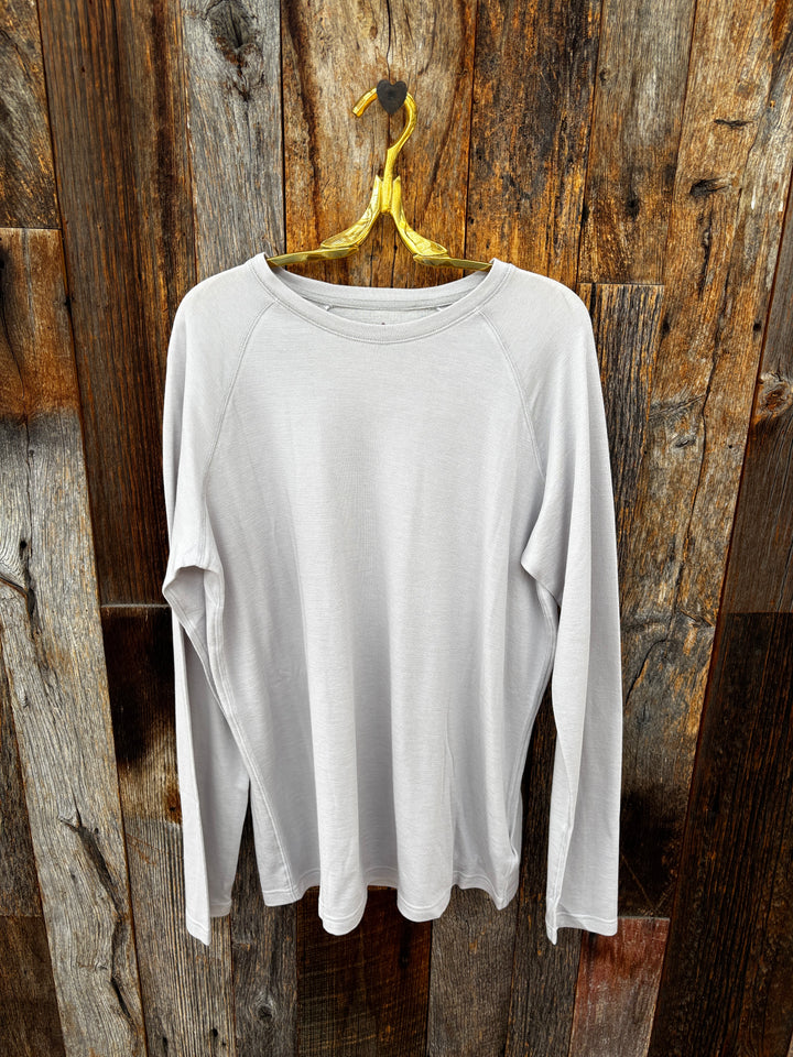 True Grit Raglan Crew w/ Stitch Details Grey