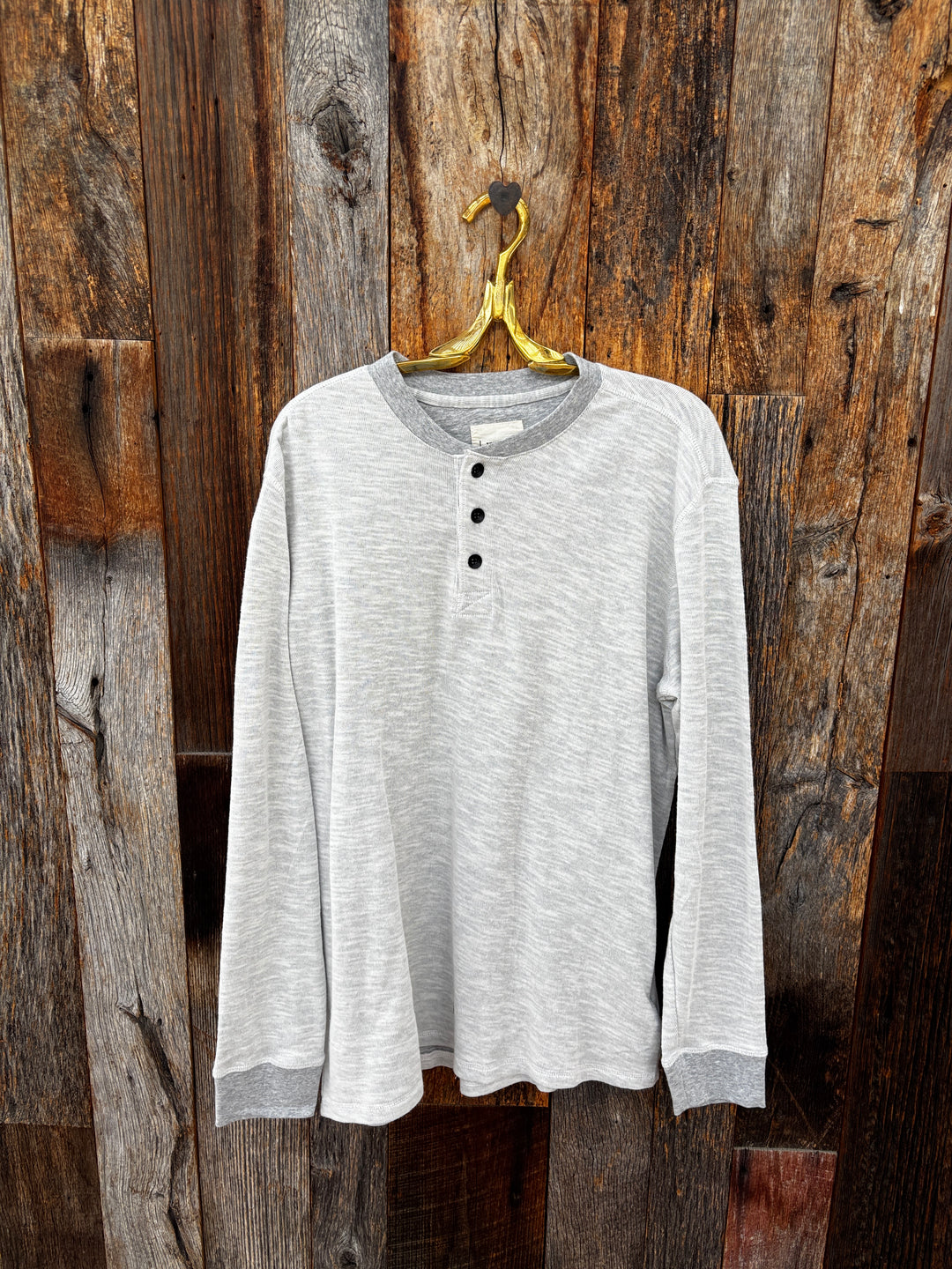 True Grit Henley w/ Grey Ribbing Heather Grey