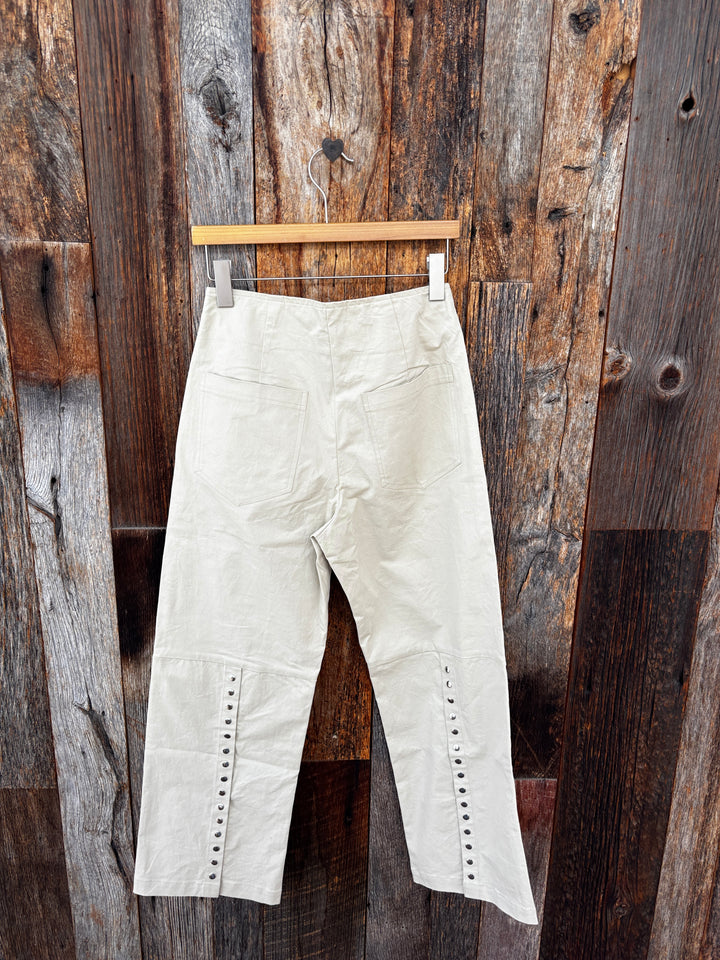 Chan Luu Back Snap Straight Leg Pant Bone