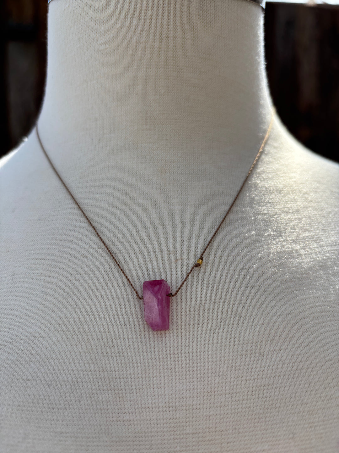 Margaret Solow Pink Tourmaline Necklace 18k GEO-TRM18
