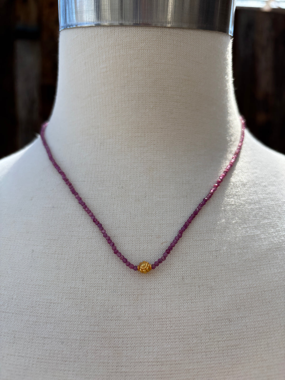 Margaret Solow Ruby Beaded Necklace 18k DV-RB/18NF