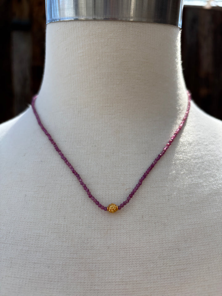 Margaret Solow Ruby Beaded Necklace 18k DV-RB/18NF