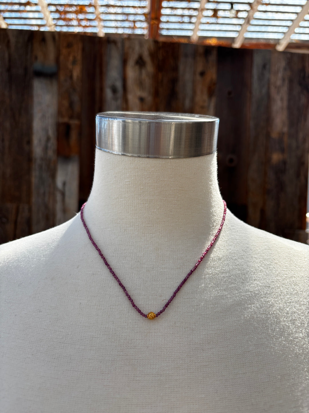 Margaret Solow Ruby Beaded Necklace 18k DV-RB/18NF