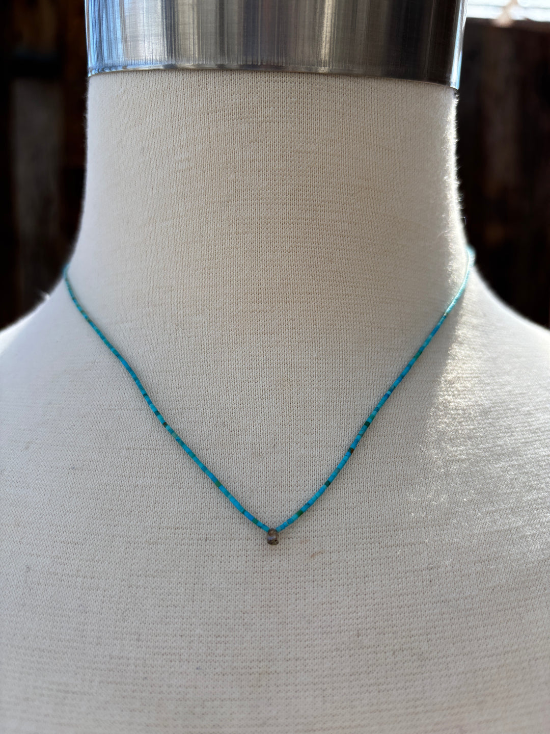Margaret Solow Heishi Turq. Beaded w/ Diamond DV-HTT DIA