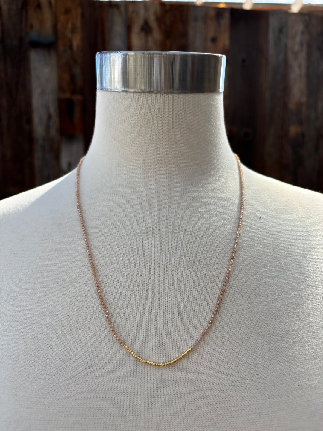 Joy Dravecky Aurelia Gilded Necklace Morganite 20"