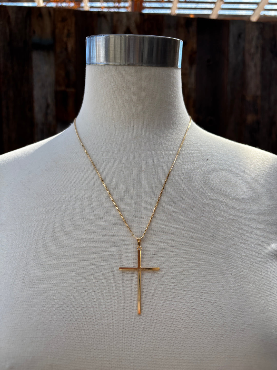Joy Dravecky Vigil Cross Necklace Gold