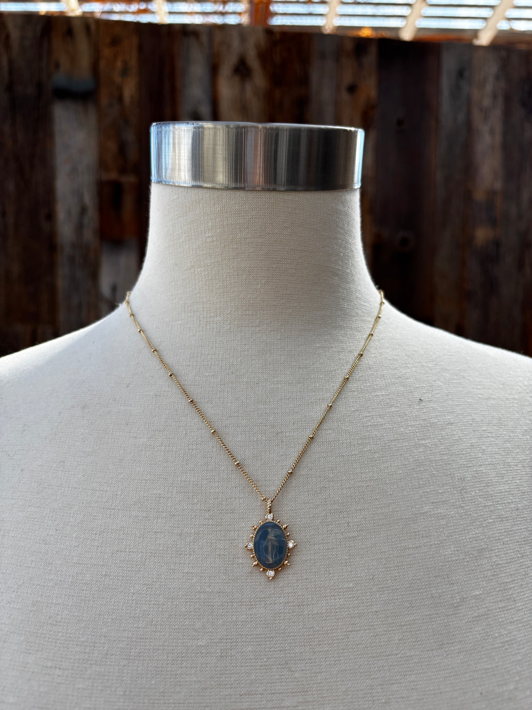 Joy Dravecky Lady Lourdes Pendant French Blue