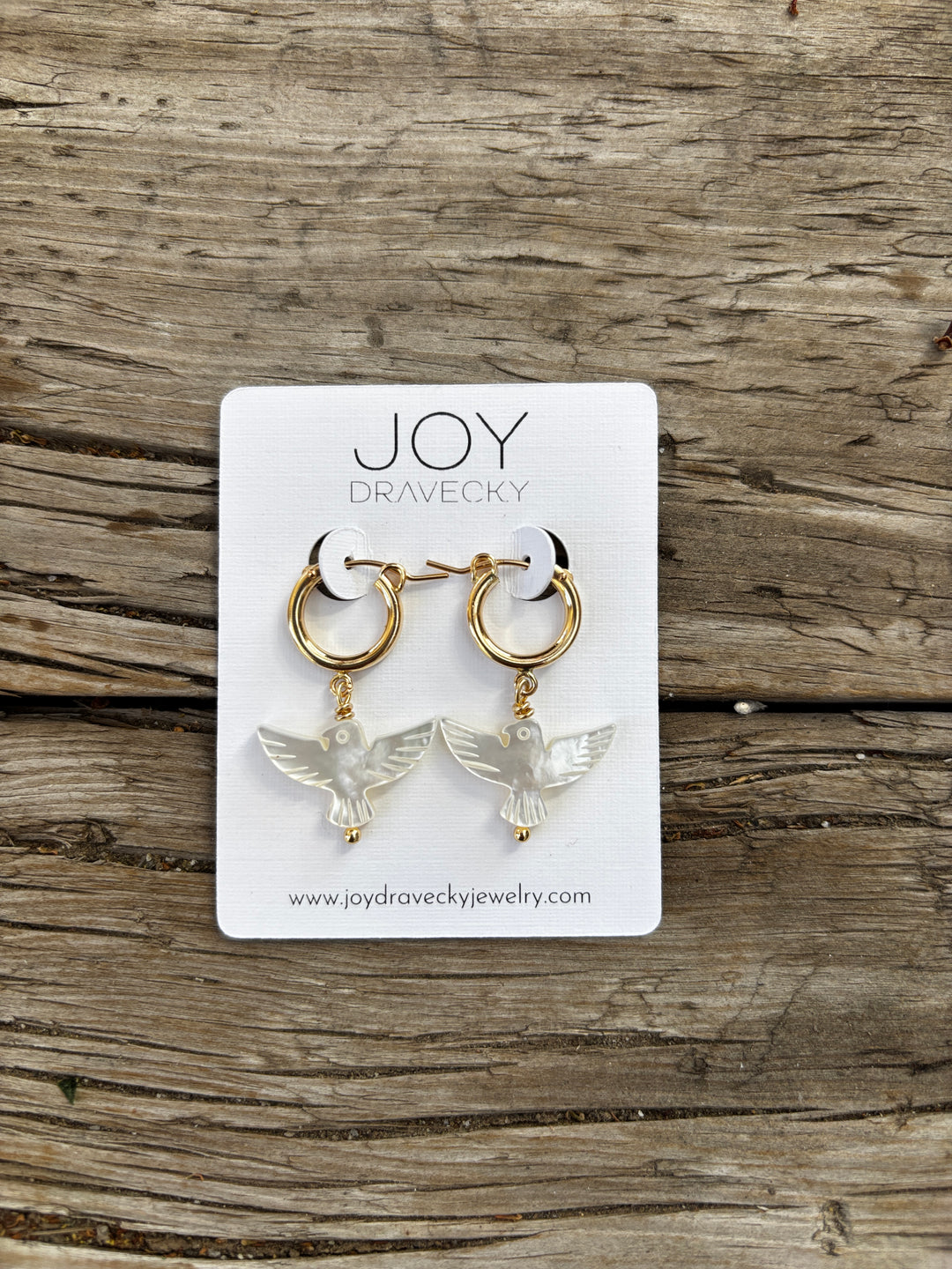 Joy Dravecky Thunderbird Huggie Earrings Pearl