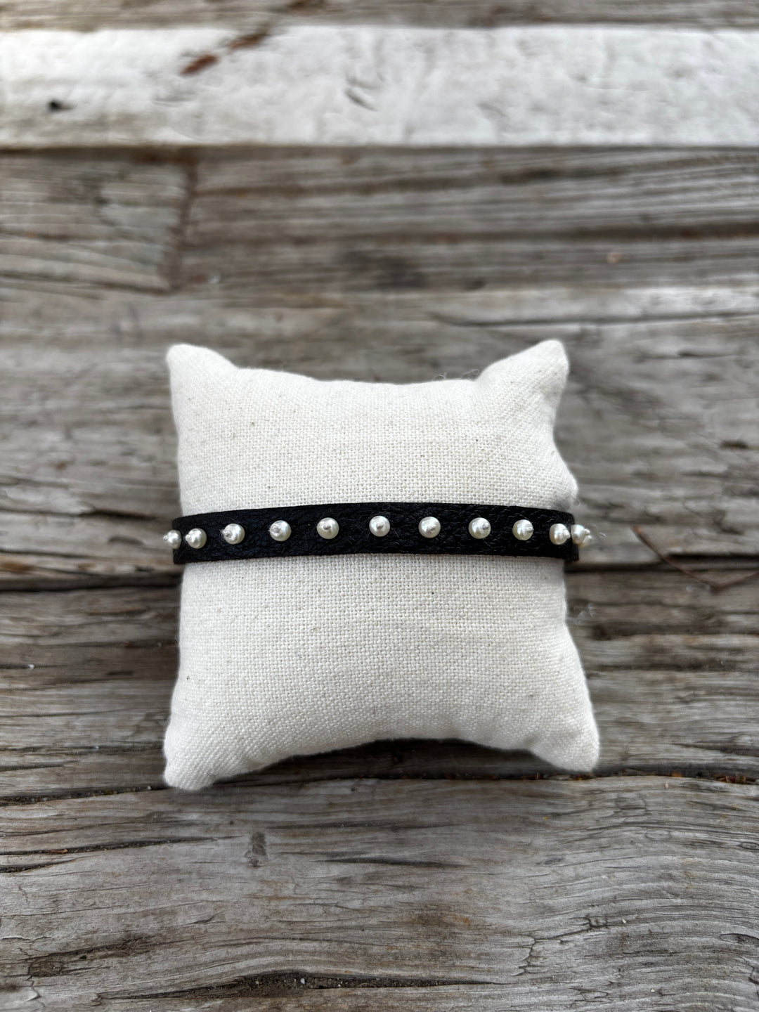 Renee Garvey Freshwater Pearls Choc. Leather Bracelet w/ Abalone Button
