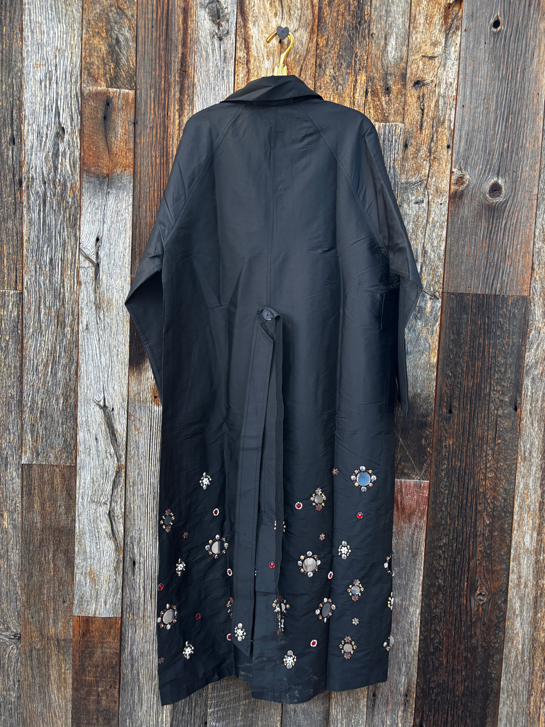 Chan Luu Techno Taffeta Sequin Trench Coat Black